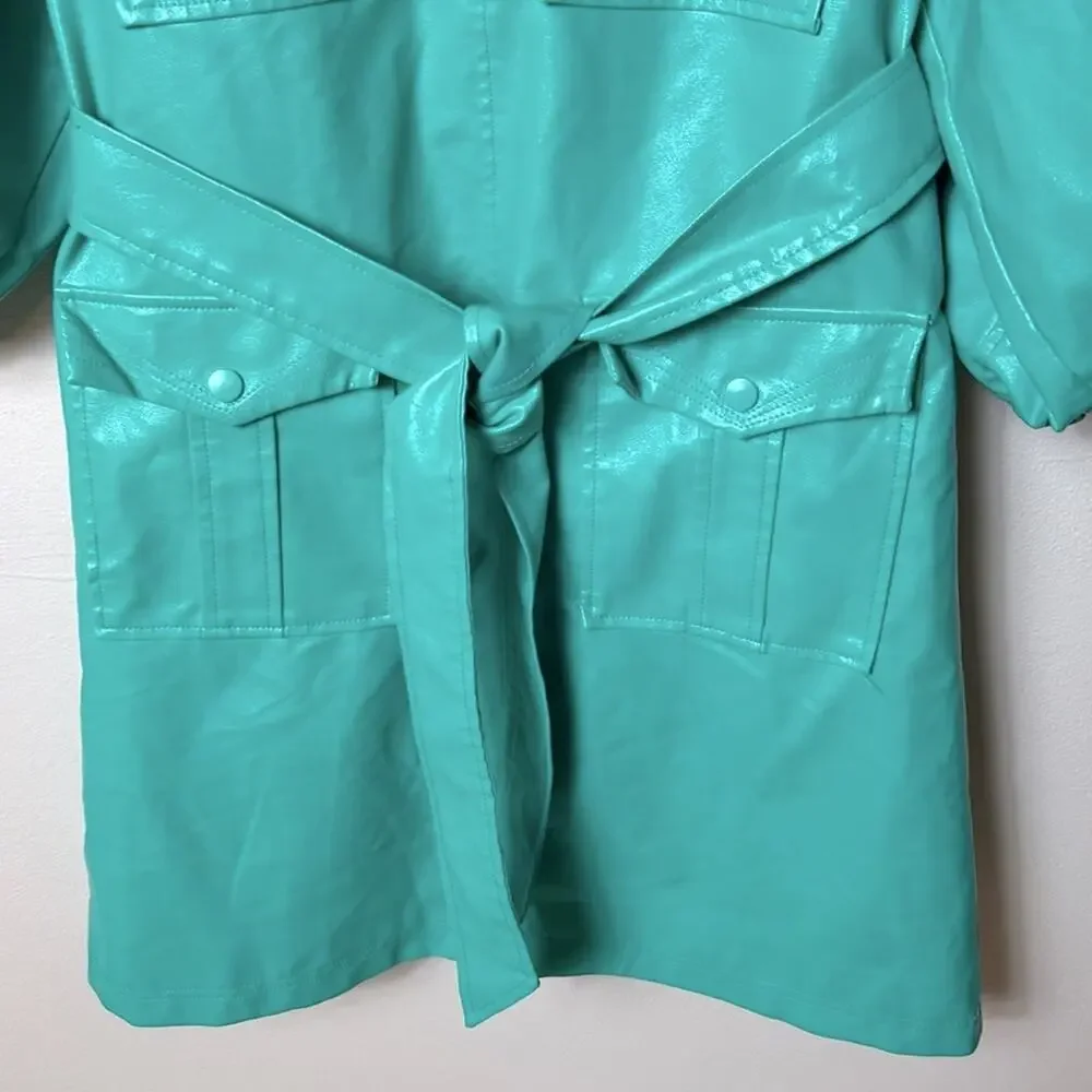 Hosbjerg Free People green Vegan Leather Mini belted Dress